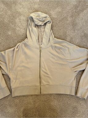 Gilly Hicks Cropped Zip Hoodie in Light Beige